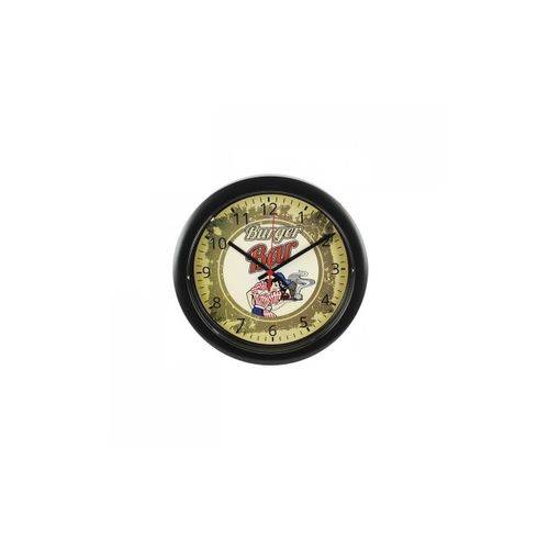 Relógio de Parede Redondo Burguer Bar 30 Cm Preto - Relobraz