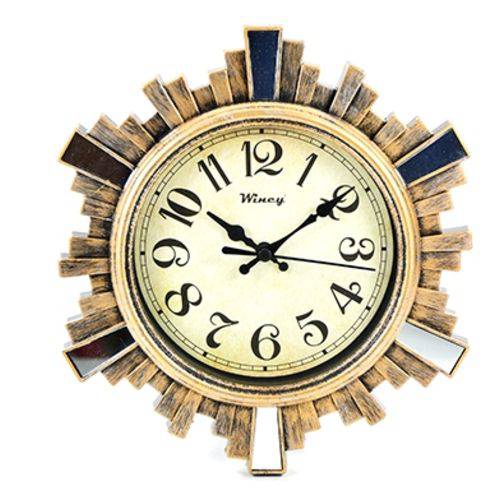 Relógio de Parede Redondo Decorado com Moldura de Plastico Espelhado 20cm