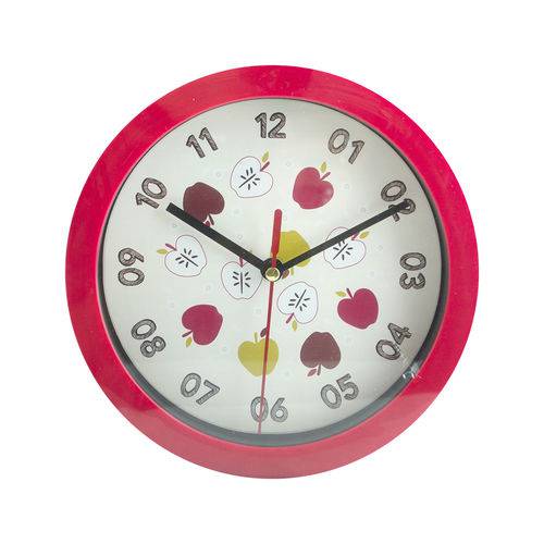 Relógio de Parede Redondo Wincy Frutinha Vermelho