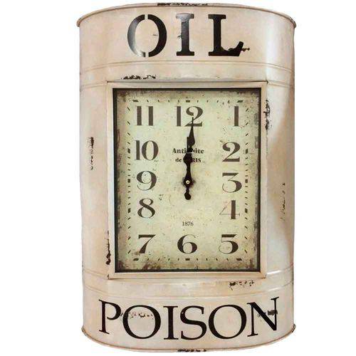 Relógio de Parede Retrô Oil Poison Metal Branco