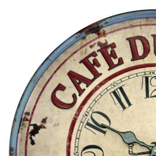 Relógio de Parede Rústico Café Du Parc em Metal - 40x40 Cm