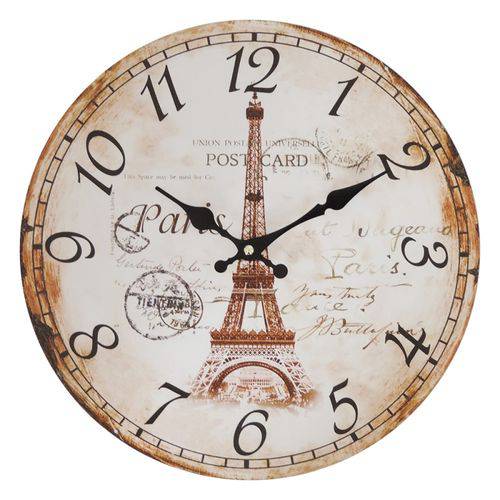 Relógio de Parede Rústico Torre Eiffel