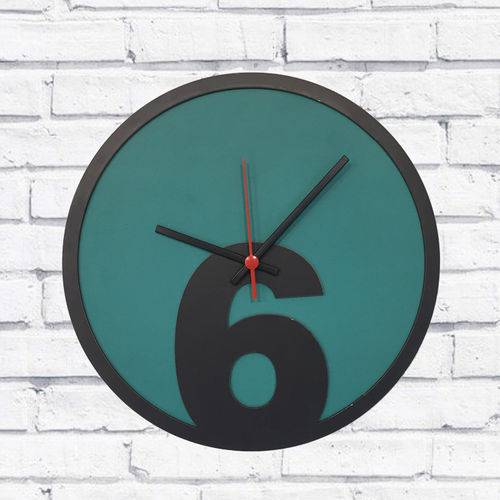 Relógio de Parede Sala Madeira Básico 6 Cor Verde 30x30x2cm