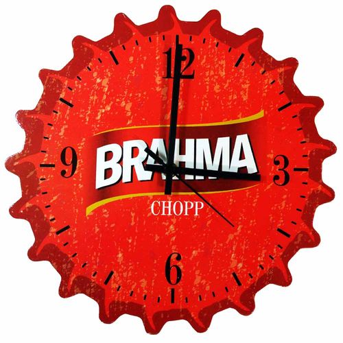 Relógio de Parede Tampinha de Cerveja Brahma Império Decor 1019113