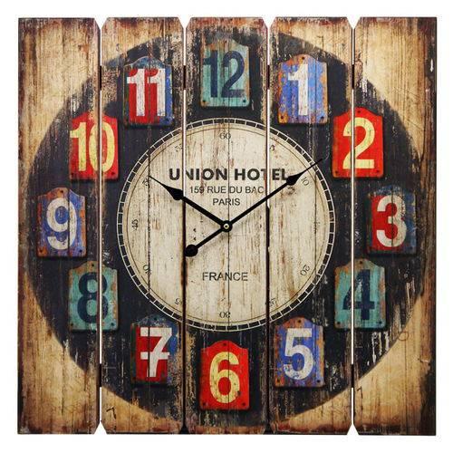 Relógio de Parede Union Hotel Paris Madeira 58x58cm