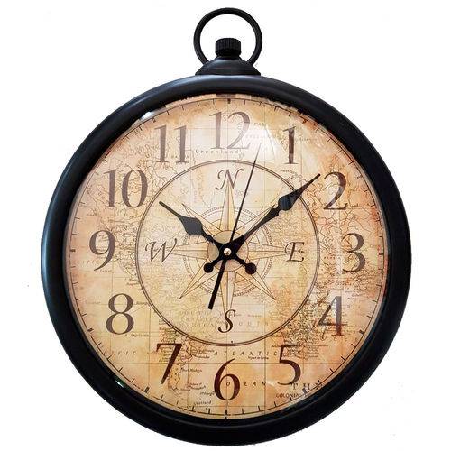 Relógio de Parede Vintage Bússola Preto