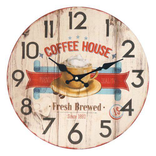 Relógio de Parede Vintage Coffee House 35,5cm