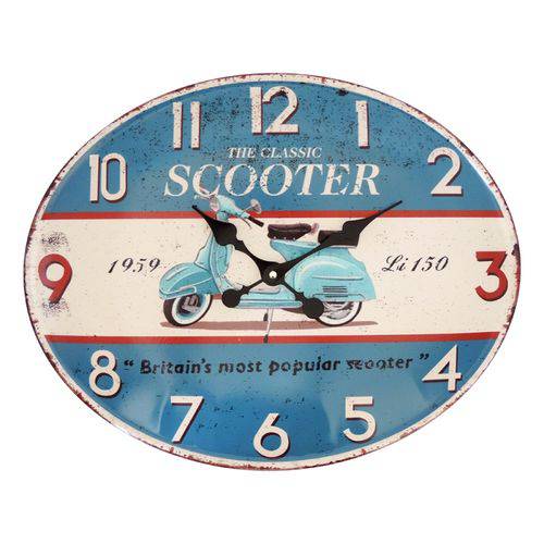 Relógio de Parede Vintage Scooter Azul