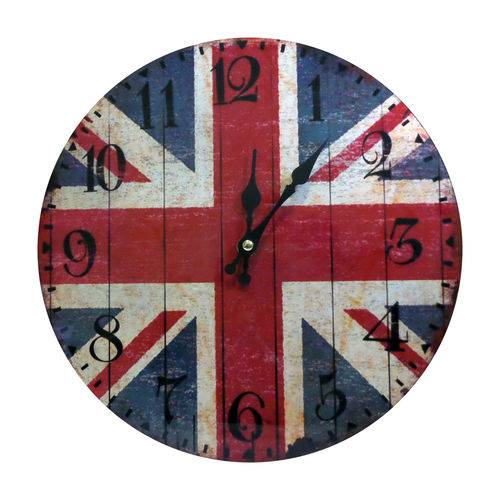Relógio de Vidro Redondo Bandeira Inglaterra