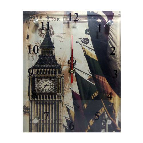 Relógio de Vidro Retangular Big Ben / Bandeiras