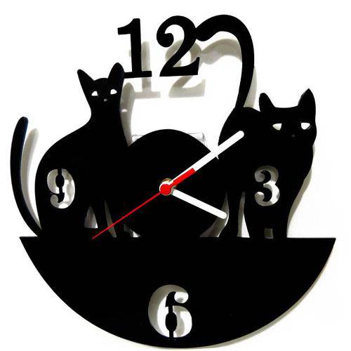 Relógio Decorativo - Modelo Cats - ME Criative - Preto