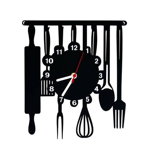 Relógio Decorativo - Modelo Cozinha - ME Criative - Preto