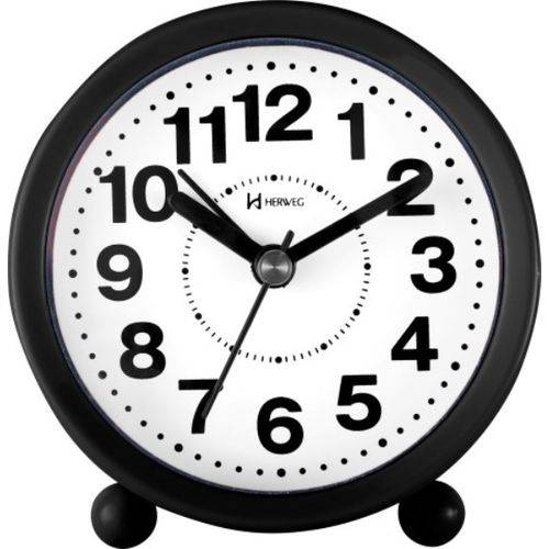 Relógio Despertador a Pilha Preto Alarme Herweg 2713-034