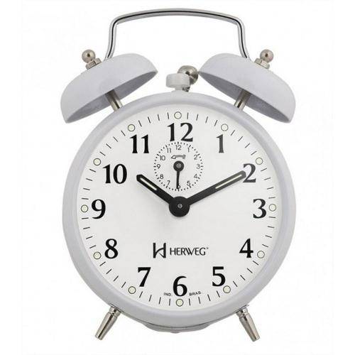 Relógio Despertador Antigo Mecânico Branco Cordas - 2208