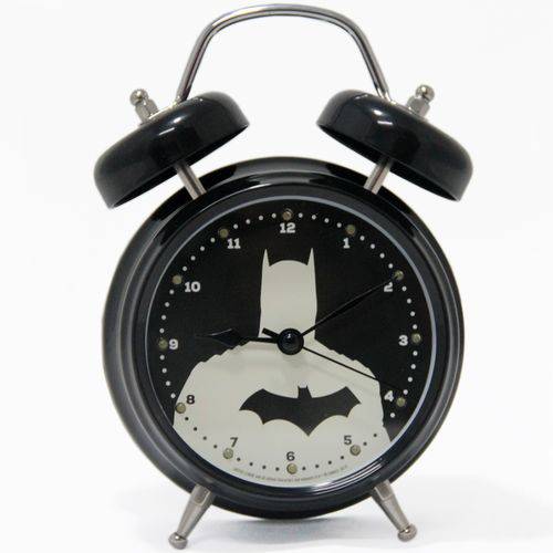 Relógio Despertador Batman Metal Preto com Led Toca Música