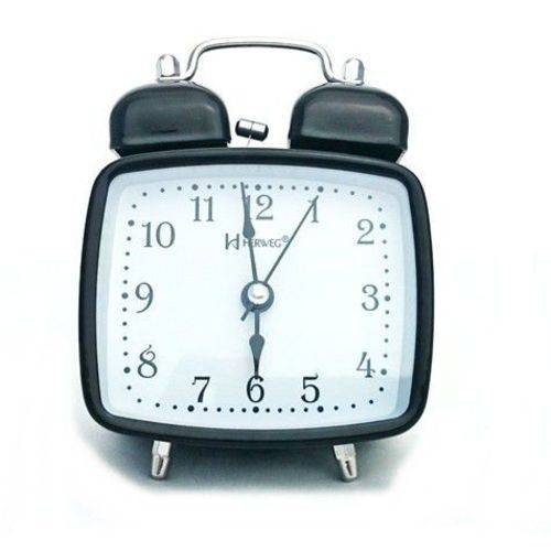 Relógio Despertador Herweg Quartz 2709 034 Quadrado Preto a Pilha