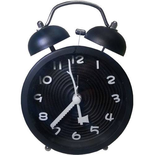 Relógio Despertador Metal de Mesa Preto