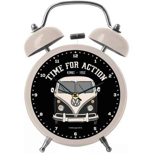 Relógio Despertador Metal Volkswagen Kombi Branco
