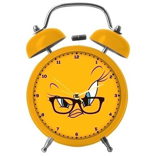 Relógio Despertador Piupiu Looney Tunes Metal Amarelo 17x12cm
