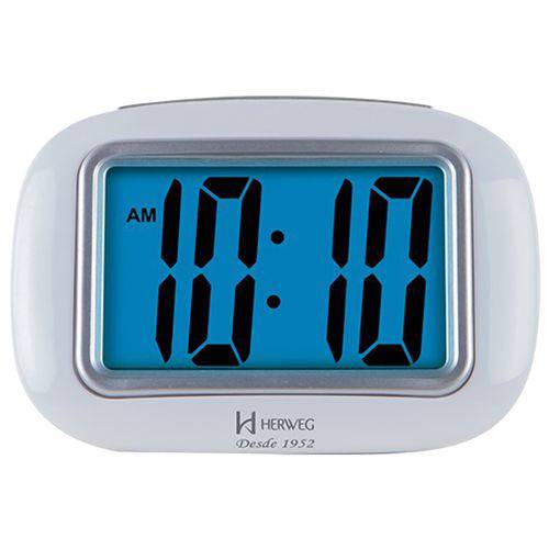 Relógio Despetador Digital Moderno Clean Alarme Sonoro Herweg Branco