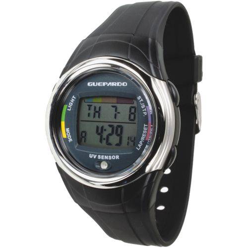 Relógio Digital com Indicador de Intensidade Ultravioleta Uv Master Black - Guepardo