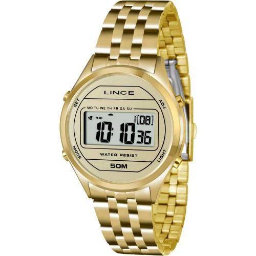 Relógio Digital Dourado Lince SDPH020L BXKX