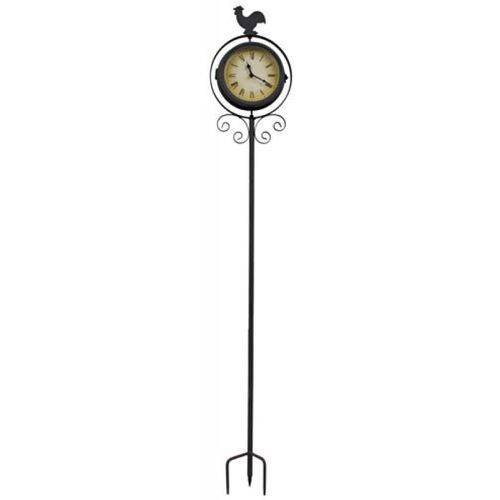 Relógio e Termômetro Galo com Estaca Goodsbr 110x20x11cm
