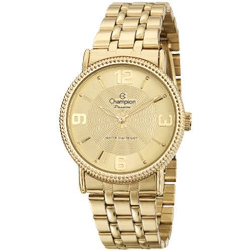 Relógio Feminino Analógico Champion, Pulseira de Aço Dourada, Caixa de 3,6cm - CN27296G