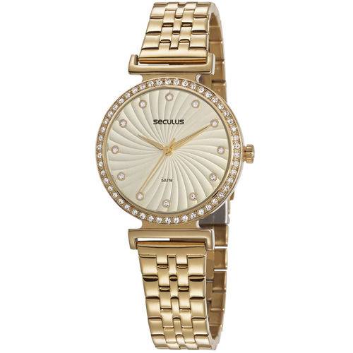 Relógio Feminino Dourado Seculus Glamour 20738LPSVDS2