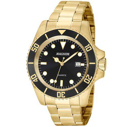 Relógio Magnum Ma33068u Masculino Dourado com Fundo Preto