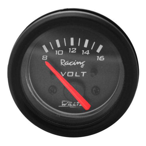 Relógio Manômetro Voltimetro Willtec Preto 8-16v Volts 52mm