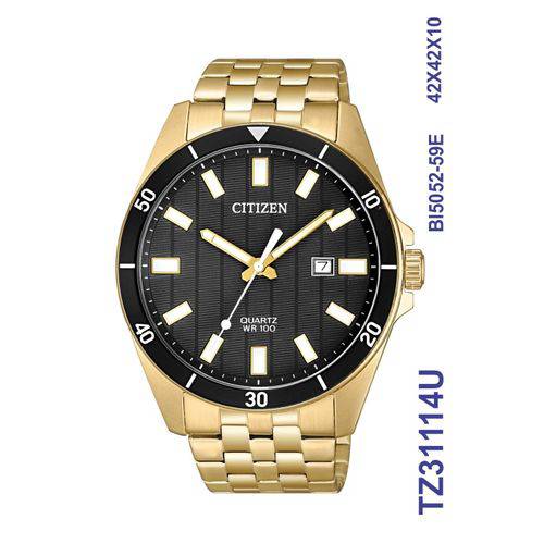 Relógio Masculino Citizen TZ31114U Quartz Dourado Preto 42mm Diametro