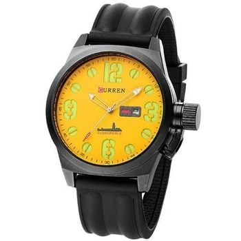 Relógio Masculino Curren Analógico 8127 Preto e Amarelo