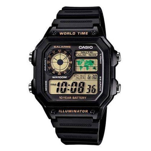Relógio Masculino Digital Casio Multifunção AE1200WH1BVDF - Preto