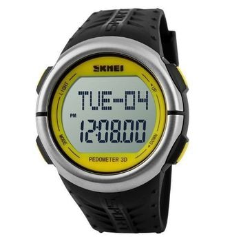 Relógio Masculino Skmei Digital Pedômetro 1058 Preto e Amarelo
