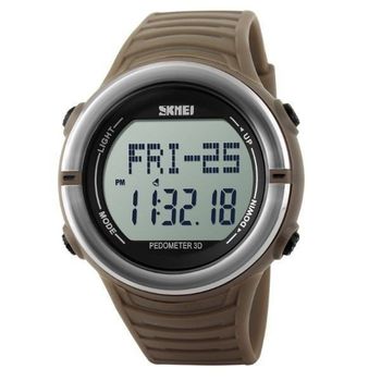 Relógio Masculino Skmei Digital Pedômetro 1111 Marrom e Prata