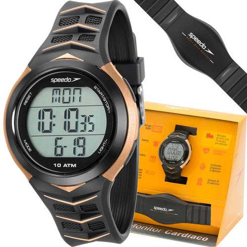 Relógio Masculino Speedo 80621g0evnp3 Digital Preto/dourado Monitor Cardíaco