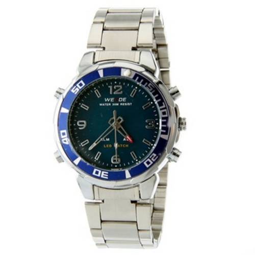 Relógio Masculino Weide Anadigi Casual Azul Wh-843
