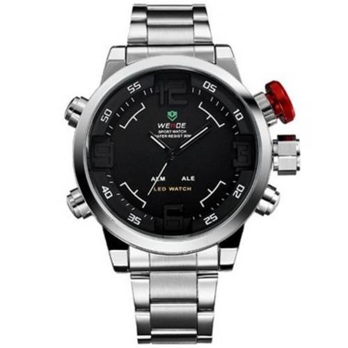 Relógio Masculino Weide Anadigi Casual Prata Wh-2309