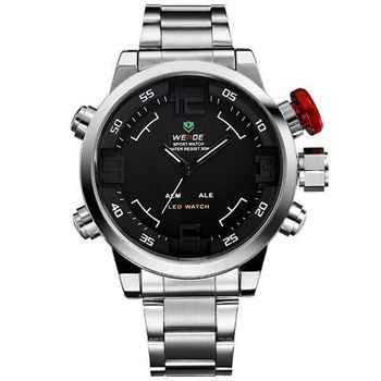 Relógio Masculino Weide AnaDigi Casual WH-2309 - Prata - Vermelho