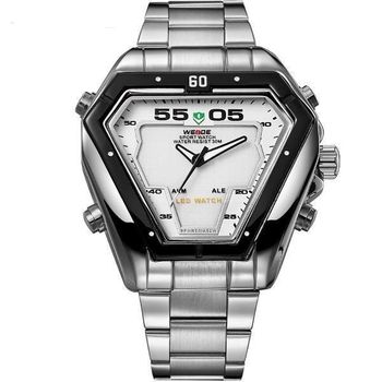 Relógio Masculino Weide Anadigi WH-1102 - Prata - Branco