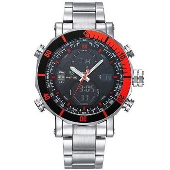 Relógio Masculino Weide Anadigi WH-5203 - Prata - Vermelho