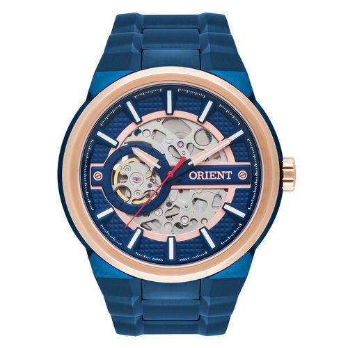 Relógio Orient Masculino Automático Nh7br001 Azul Esqueleto