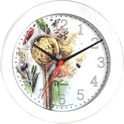 Relógio Parede 21cm Silencioso Branco Cozinha Herweg 660063S