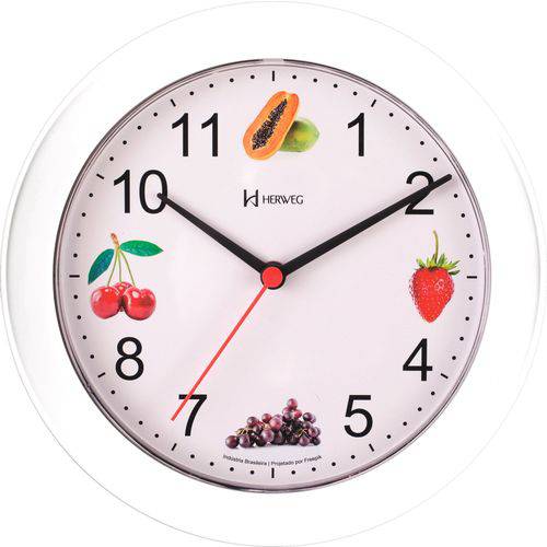 Relógio Parede 21cm Silencioso Cozinha Branco Herweg 660070S