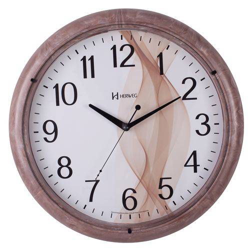 Relógio Parede 40cm Silencioso Marrom Mármore Herweg 660069S