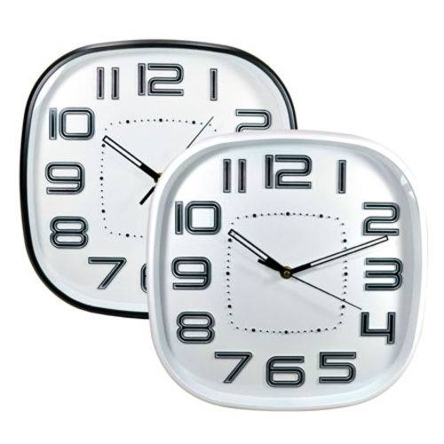 Relógio Parede Analogico Quadrado Plástico Sortido 30 Cm