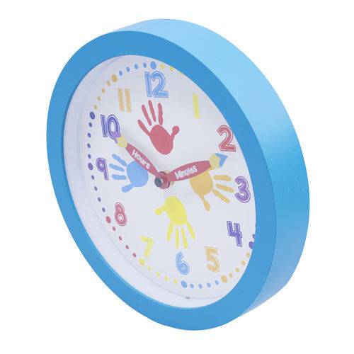 Relógio Parede Azul Mãos 25x25cm