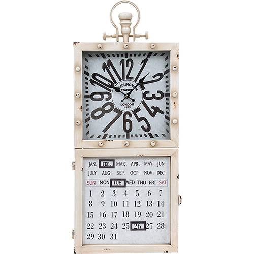 Relógio Parede Calendário/Porta Chave Branco - Oldway