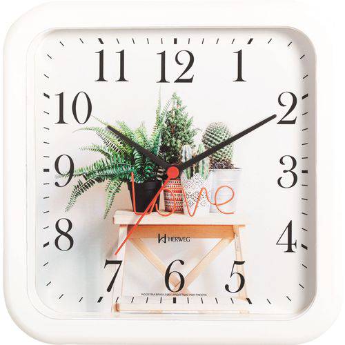 Relógio Parede 23cm Silencioso Branco Cozinha Herweg 660053S